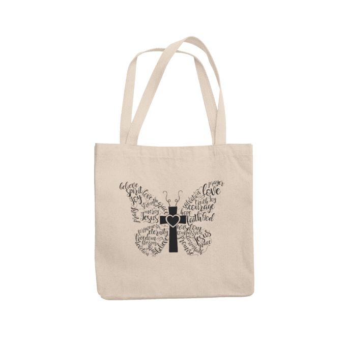 Faith Butterfly Canvas Tote